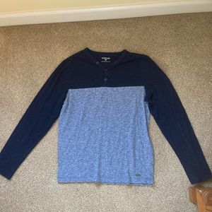 EXPRESS slim super soft Blue marled Henley long sleeved t-shirt size S